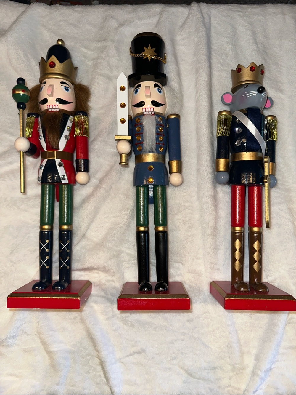 Classic Wooden Nutcracker Soldier Set - Red, Blue & Green